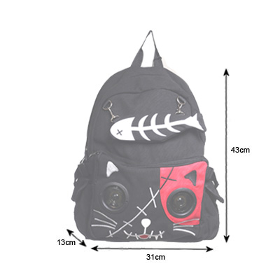 Banned - Kitty speaker Sac à dos - Noir/Rouge